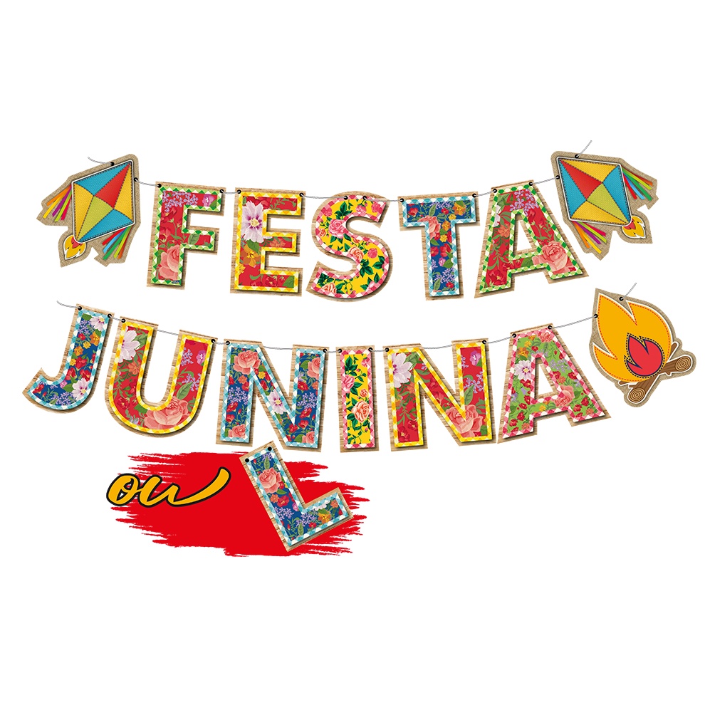 Faixa Decorativa - Festa Junina ou Julina - Letra Reversível