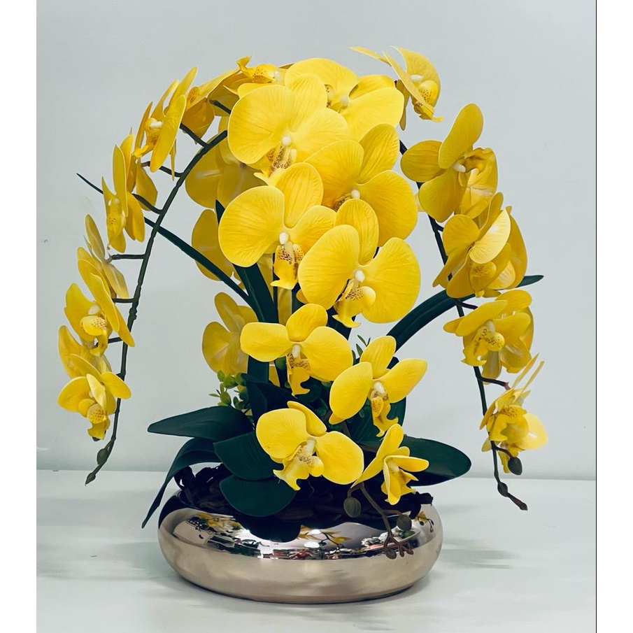 Arranjo Flores 4 Orquídeas Artificiais Real 3D Com Vaso | Shopee Brasil