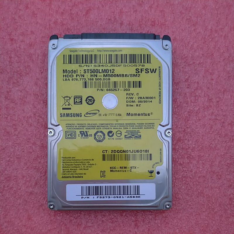 HD de Notebook 500GB Samsung ST500LM012