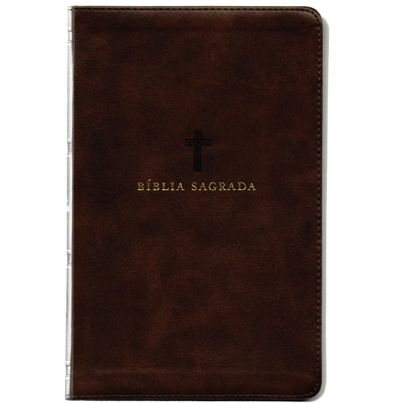 Bíblia Sagrada | ACF | Letra Grande | Soft Touch Couro Marrom em Oferta na Shopee