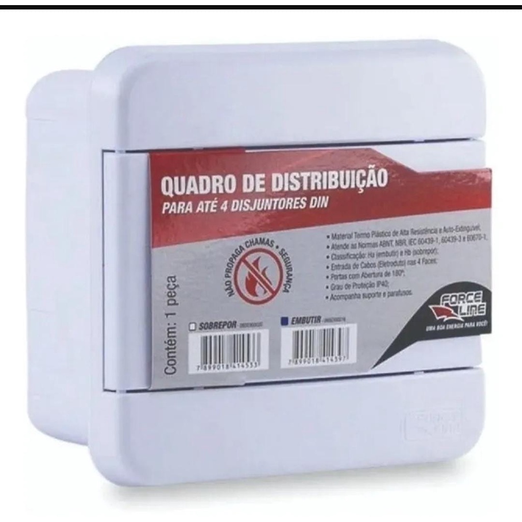 Quadro de Distribuição até 04 Disjuntores Embutir e Sobrepor