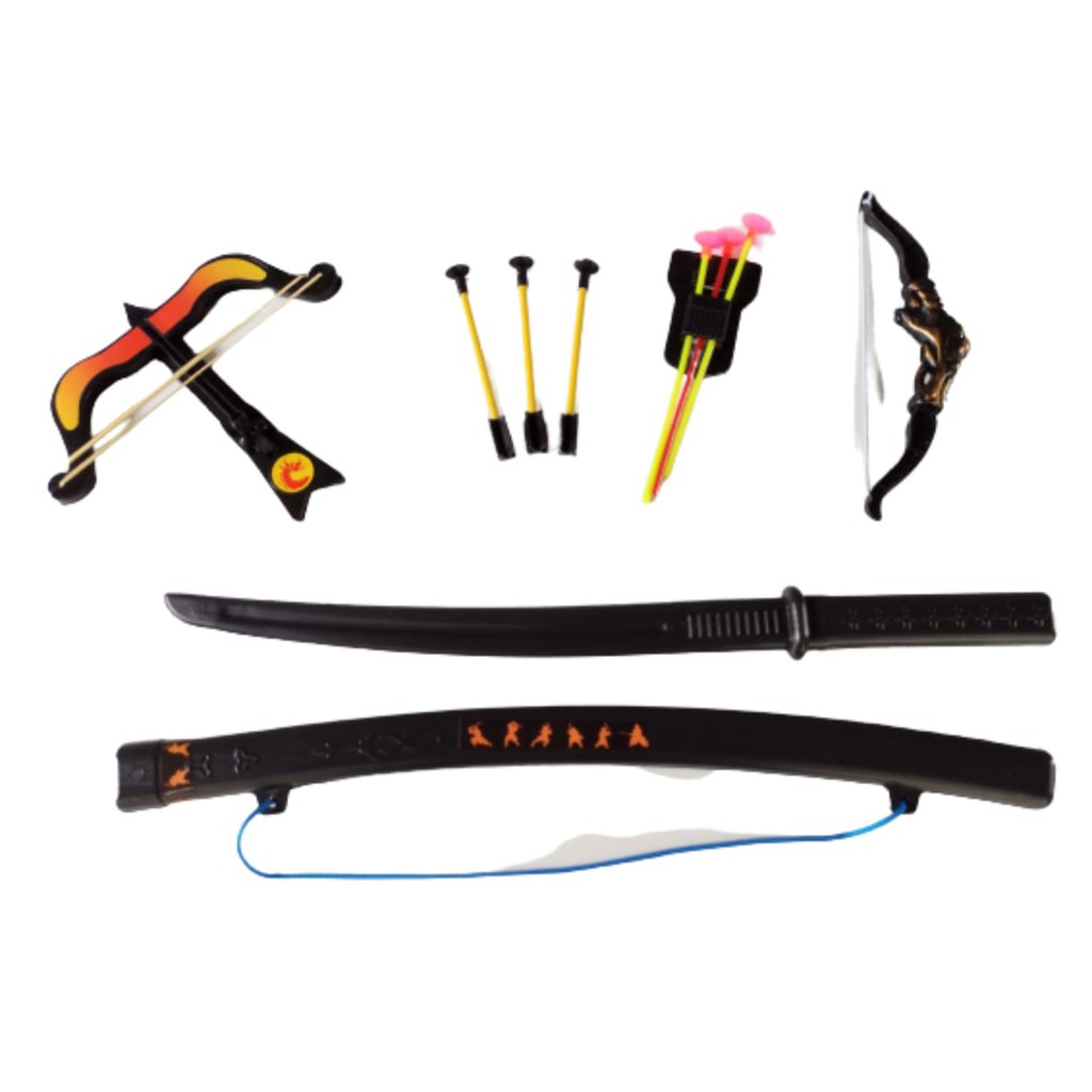 Guerreiro Ninja de Brinquedo Kit Espada + Balestra + Arco E Flecha
