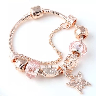 Pulseira Dourada Berloque Charm Borboleta Y0512