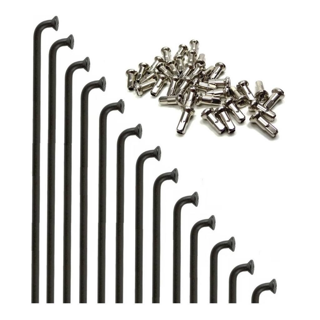72 Raios Richman Inox Pretos C/ Nipple P/ Aro 26 29 700
