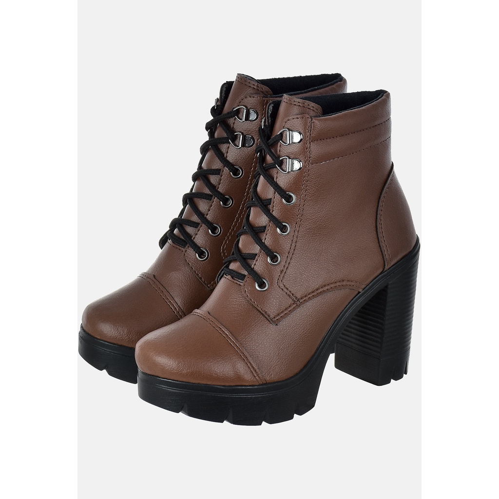 Coturno Salto Plataforma Tratorado Ferradura Marrom