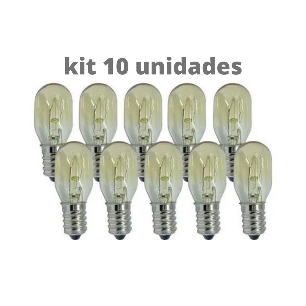 Lâmpada E14 15w 220v P/ Fogao Geladeiras Microondas kit 10 unidades