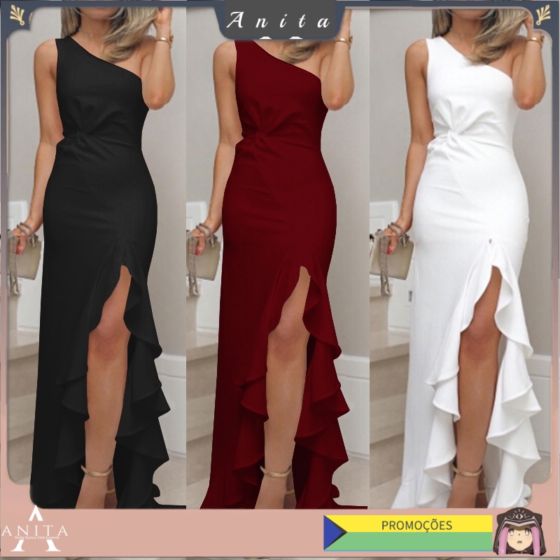 vestido sereia com babado