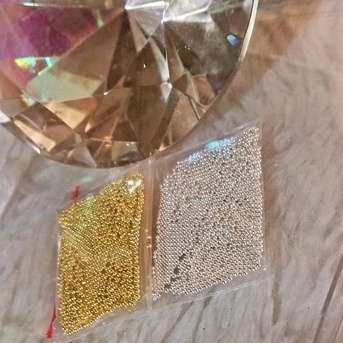 10 caviar metal nao mancha- 5g prata 5g dourado- pedrarias para adesivos e joias de unhas