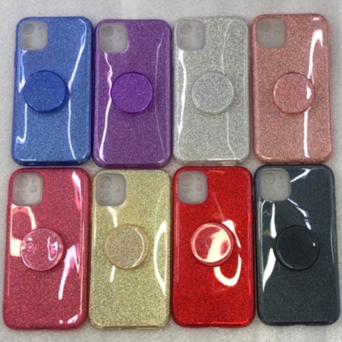 Capa Para Celular Com Brilho  A22 4G Capinha Brilhosa Glitter Com Pop Suporte Colorida Compatível Para Modelo A22 4G