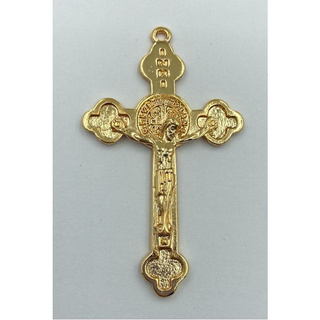 10 Crucifixos Dourados São Bento 5,6cm P/ Montagem De Terços em Oferta na Shopee