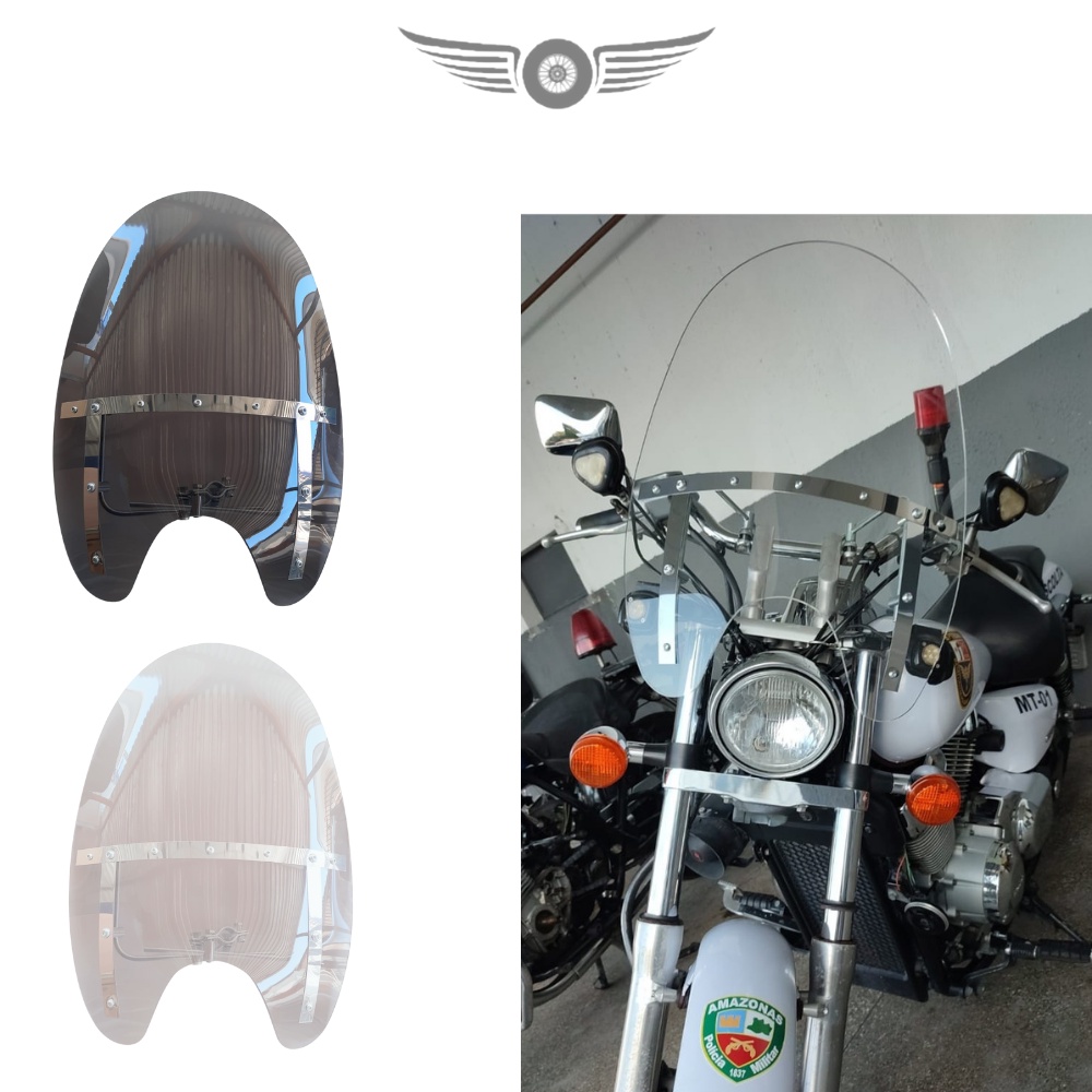 Bolha Parabrisa Moto Custom Shadow 750 Honda 62x47 4 MM - Cristal ou Fume