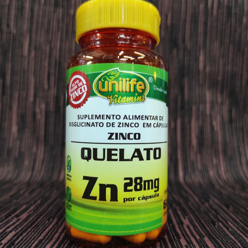 ZINCO QUELATO 60 cápsulas (Unilife) UNIDADE [ 1 cápsula ao dia ]