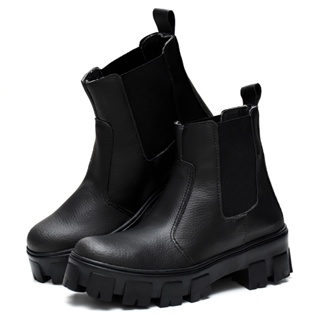 Bota Feminina Coturno Tratorado Chelsea Cano Curto em Oferta na Shopee