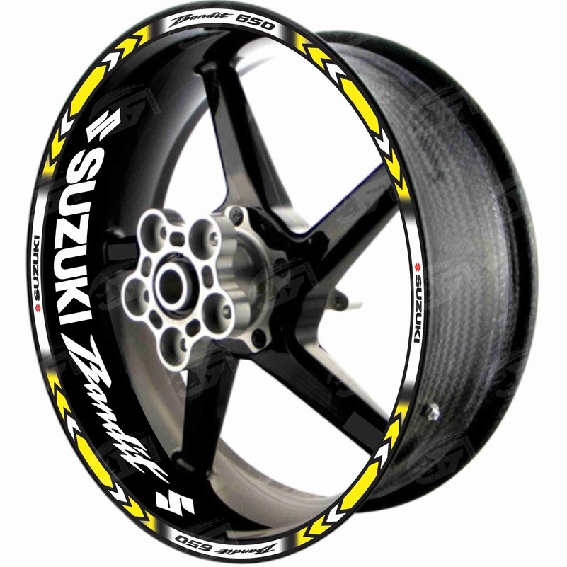 Adesivo Friso Refletivo Roda Moto Suzuki Bandit 650 + Adesivos Internos M01 amarelo