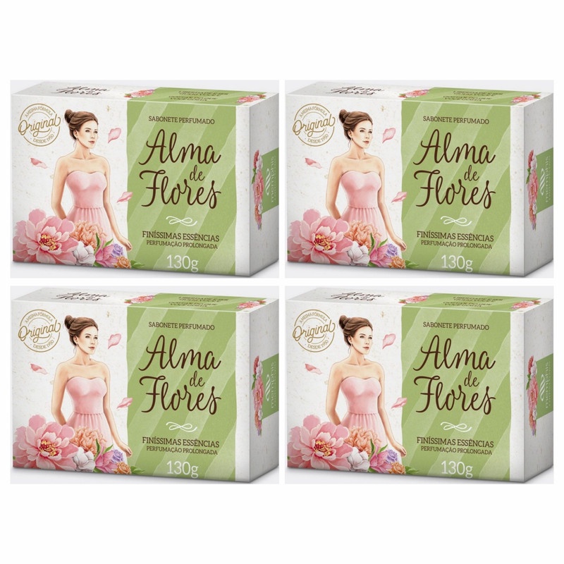 Kit 4 Sabonetes Alma de Flores Finíssimas Essências 130g