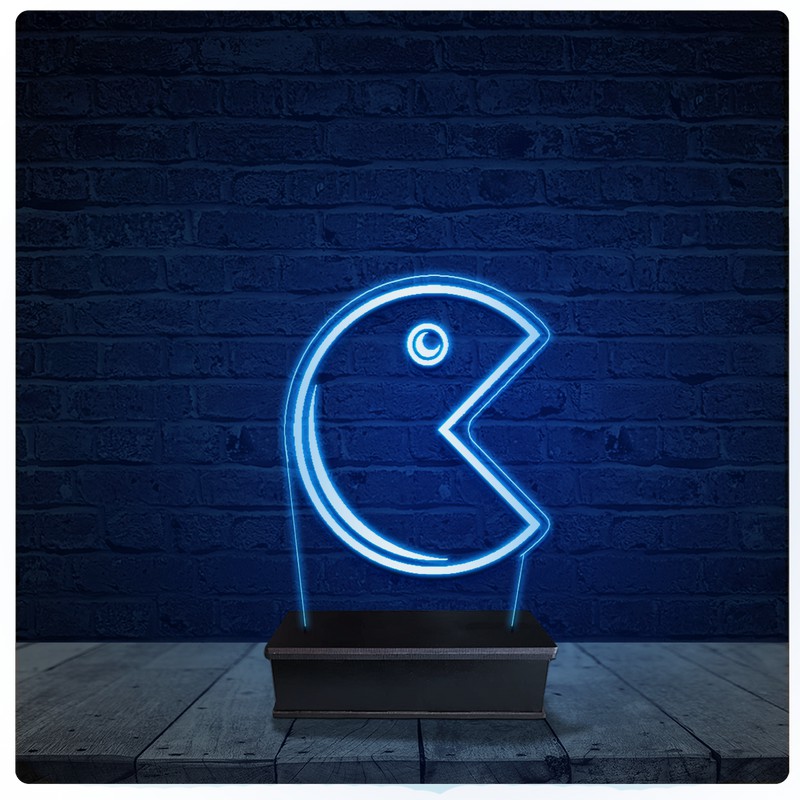 Luminária Led Acrilico Abajur - Pac-Man Jogo Fliperama