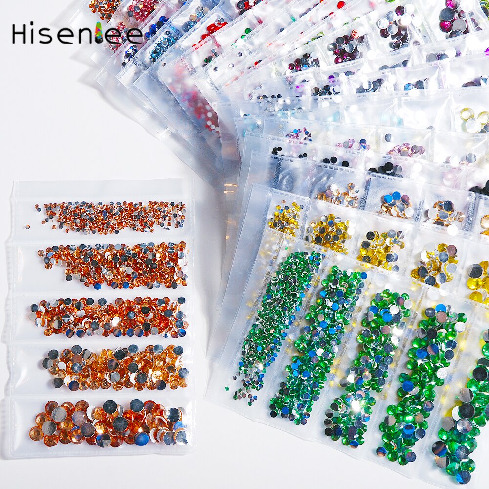 Embalagem De Alta Qualidade 1000pcs De 5 Tamanhos De rhinestone Acrílico Transparente multicolor Decoração Strass DIY design De Arte De Unha