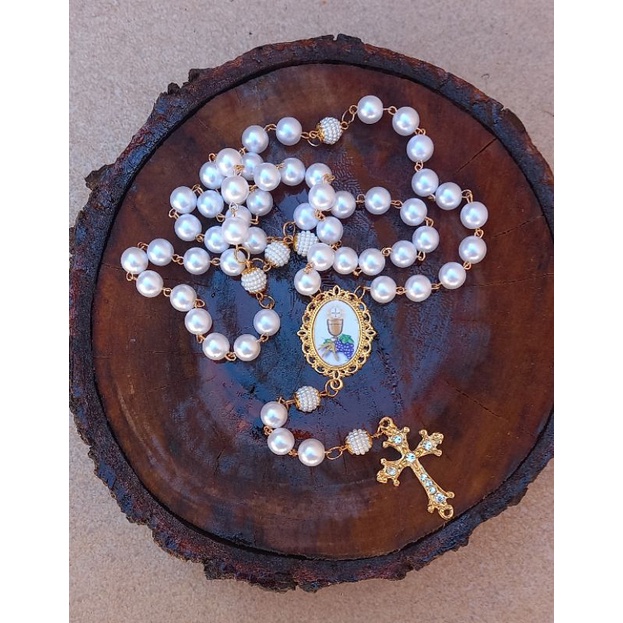 Terço de Pérola branca, Terço para primeira comunhão, Terço de uso diário, rosário, Terço católico, Terço, lembrança primeira eucaristia, Terço católico personalizado