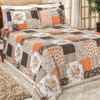 Kit Cobre Leito La Bella Colcha Casal Padrão 3 Peças Patchwork