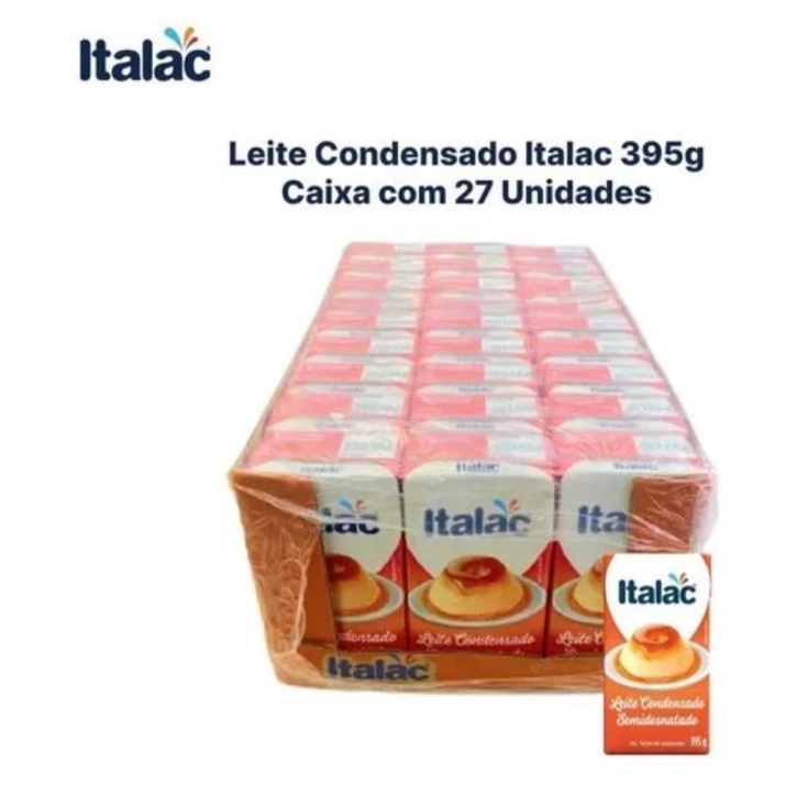 Leite condensado Semidesnatado italac 395g kit com caixa 27Unidades