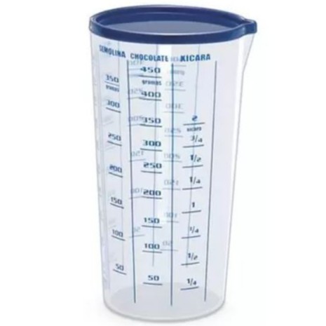 Copo Medidor Graduado Plástico Com Tampa 500 ml