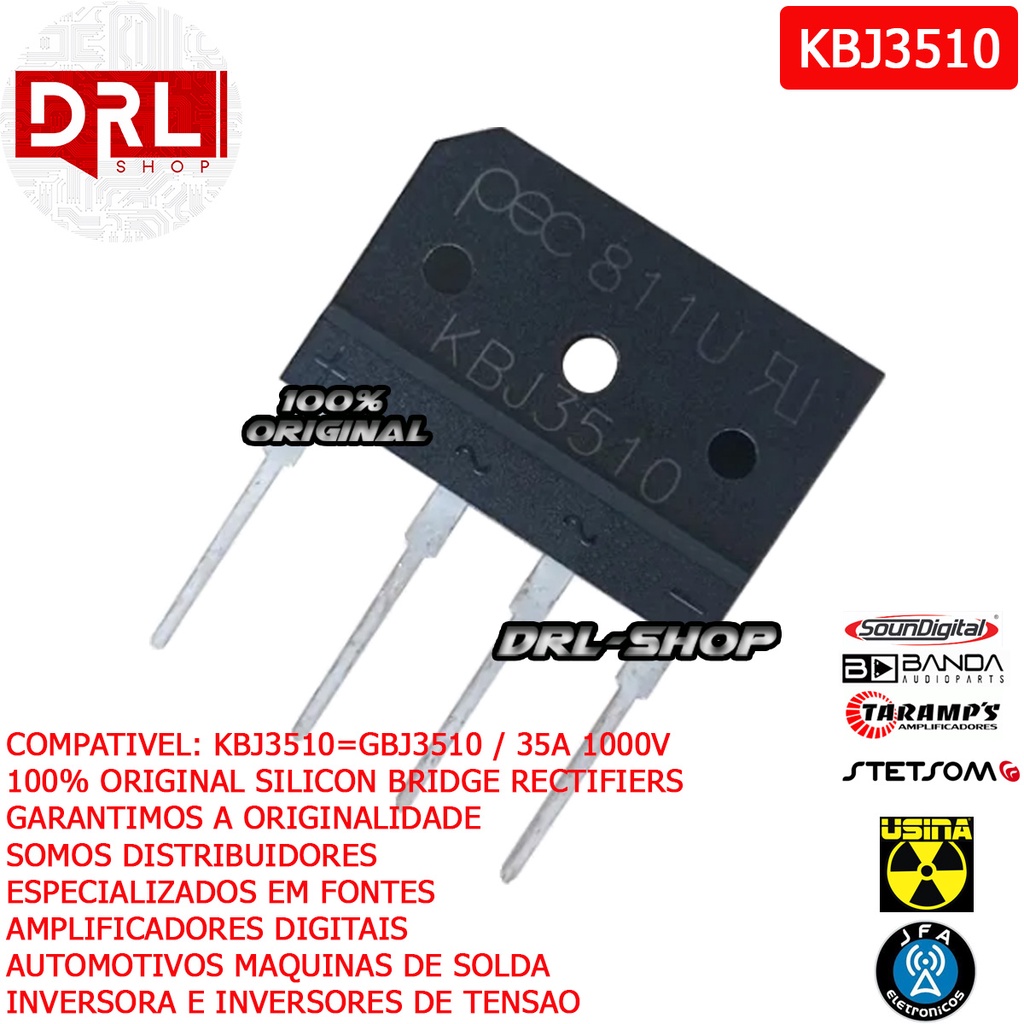 Kit 5 KBJ3510 Ponte Retificadora Original Fonte Usina JFA
