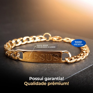 Pulseira Masculina Prata Ouro Pai Nosso Placa /Jesus Bracelete Pronta Entrega Garantia
