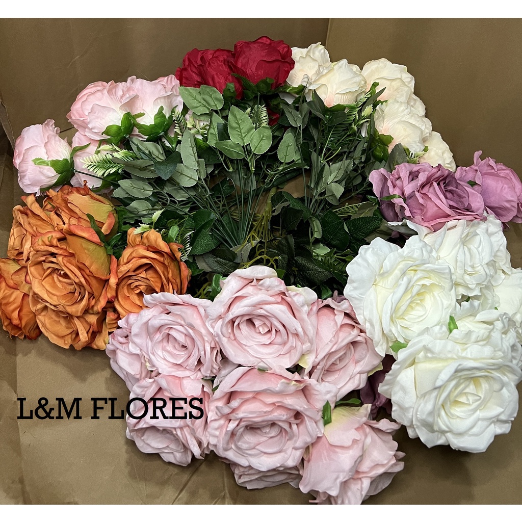 Buquê de Rosa artificial grande com 9 flores ideal para arranjos e  decoração de casamento, festas, ambientes de casa, trabalho e eventos |  Shopee Brasil