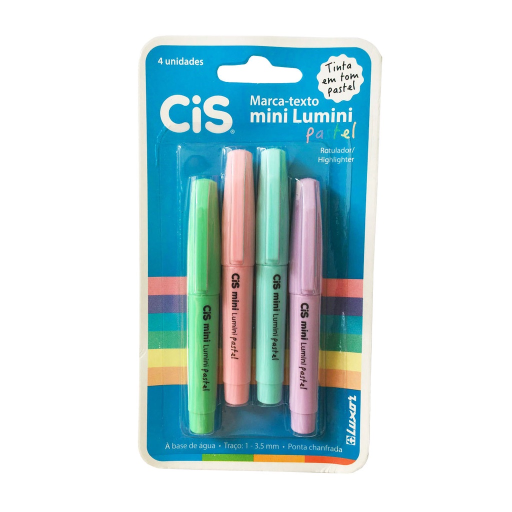 Mini Marca Texto Lumini Tons Pastel 4 Cores Cis Shopee Brasil 