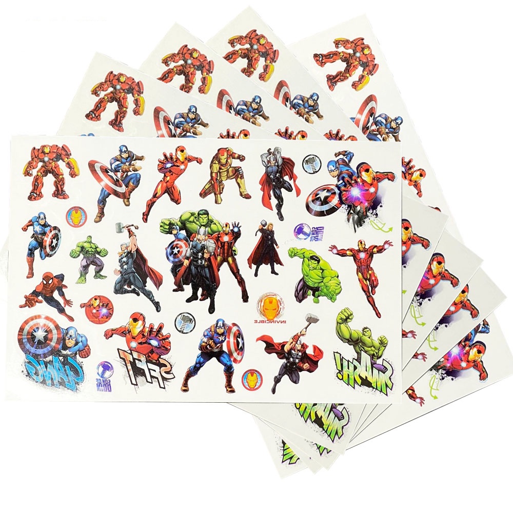 27 Tatuagem Temporária Super Heroes Marvel Vingadores Hulk Homem de ferro Spiderman Tatoo Capitão américa Thor homem aranha
