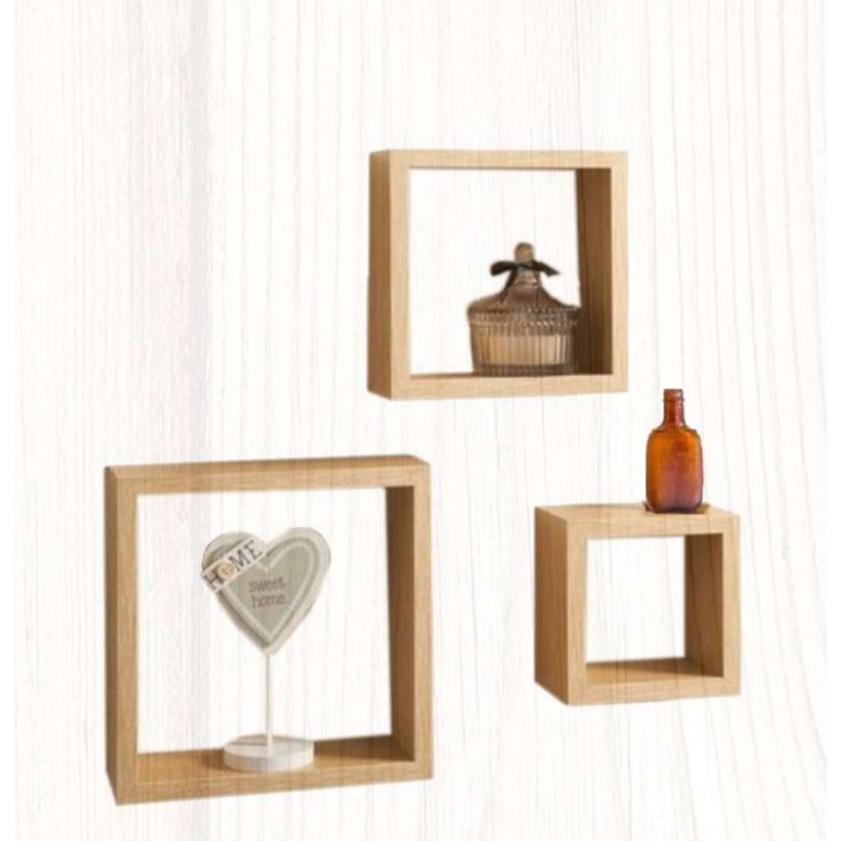Nicho Madeira kit 3 Peças  Decoração, Suporte Suculentas, Floreira, porta retrato QUADRADO 35x35x10