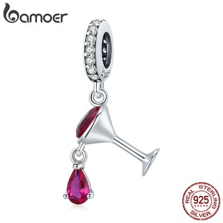 Bamoer Encantos 925 Vinho De Prata Forma De Vidro 4.5 Milímetros Abertura Pingente Acessórios De Moda Adequado Para Diy Pulseira E Colar Scc1997