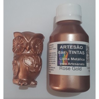 Tinta Metálica ROSE GOLD - Tinta Para Arte e Artesanato, gesso - 100Ml em Oferta na Shopee