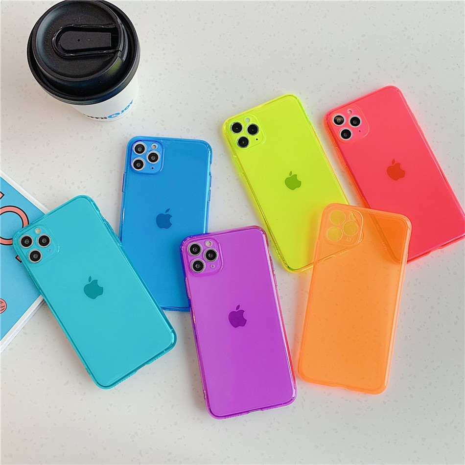 Capa Capinha Silicone Fluorescente Neon Lançamento iPhone 7 / 8, 7/8 Plus, X, XR, 11, 11 Pro Max, 12 Mini e 12 em Oferta na Shopee