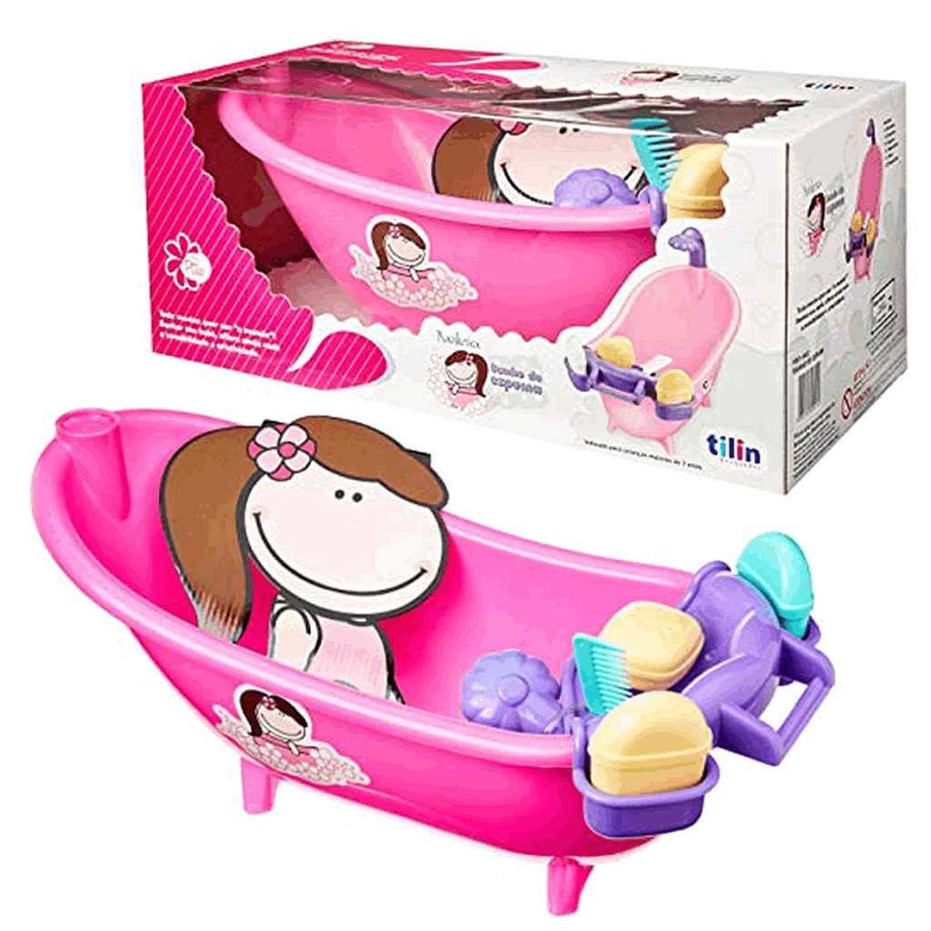 Brinquedo Infantil Banheira Banho De Espuma Para Bonecas + Acessórios - Tilin 402