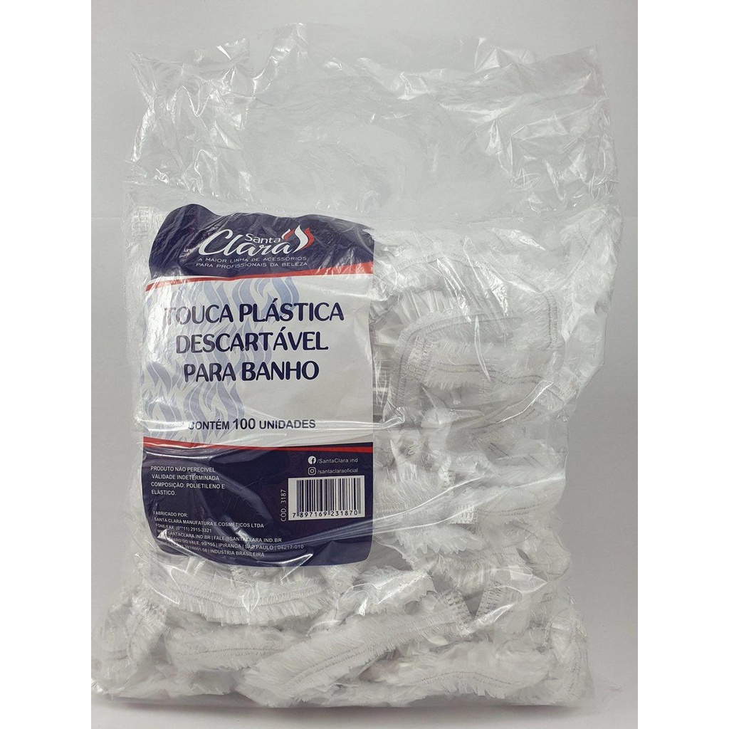 Touca para Banho, Descartável Plástica  - Santa Clara 100 Unidades em Oferta na Shopee