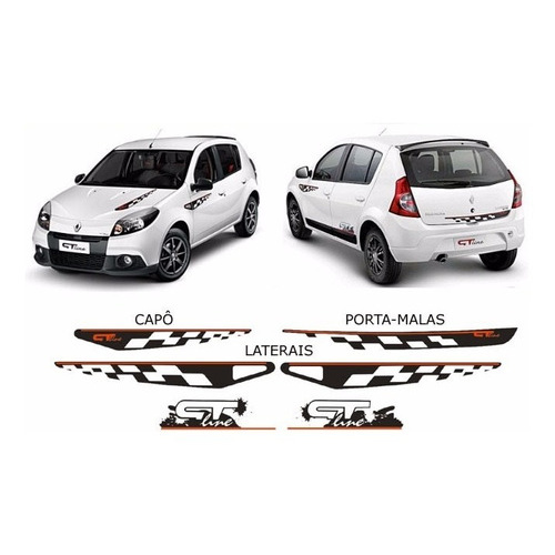 Super Kit Adesivos Renault Sandero Gt Line 6 Peças 08 09 10/