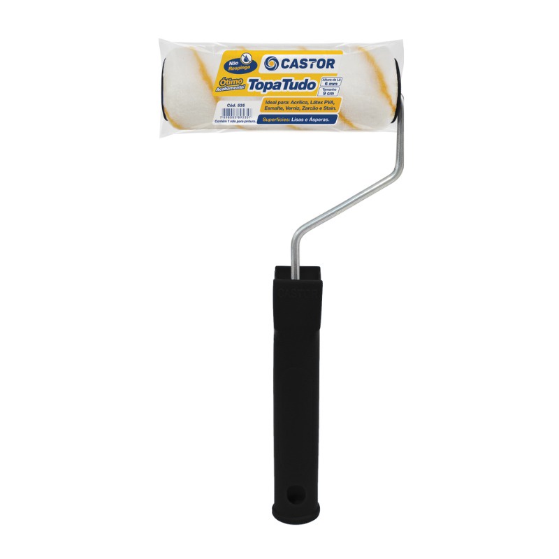 Rolo para pintura Lã Topa Tudo 6MMx9CM c/cabo - Castor - Home & Living