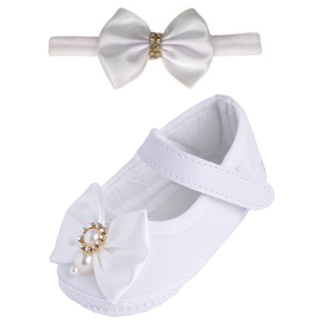 Sapatinho Bebê e Faixa de Cabelo Laço Cetim Recém Nascida em Oferta na Shopee