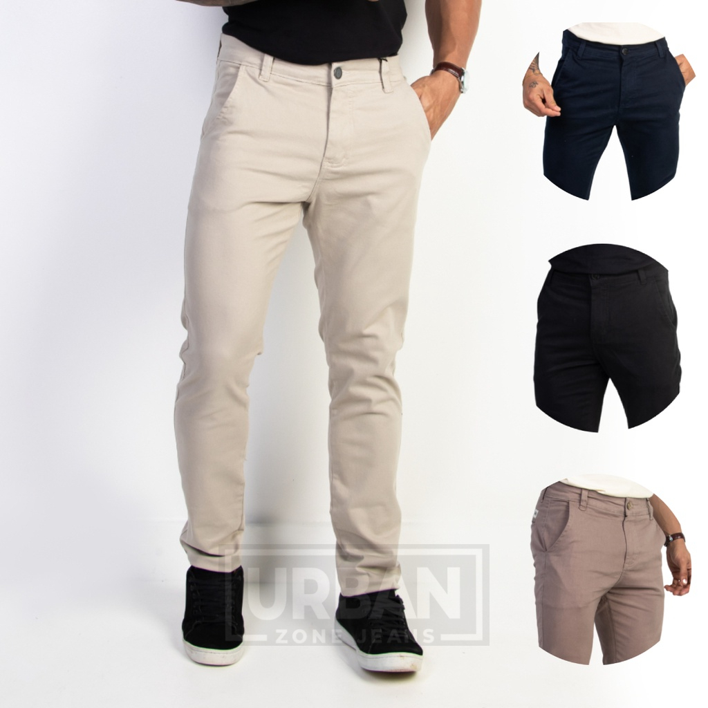 Calça Sarja Masculina Modelo Esporte Fino Brim com Elastano