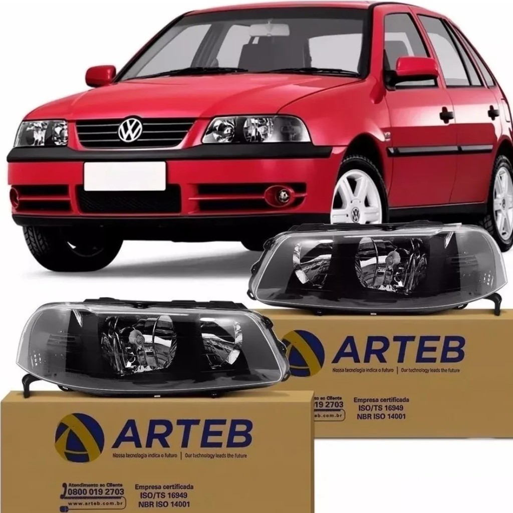 Par farol gol G3 máscara negra Arteb original