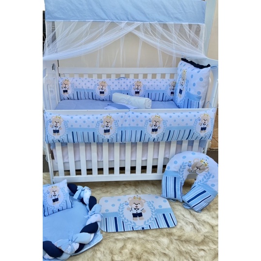 Kit Berço luxo + Jogo de Tapete+ Kit Ninho + Cortina pequeno urso