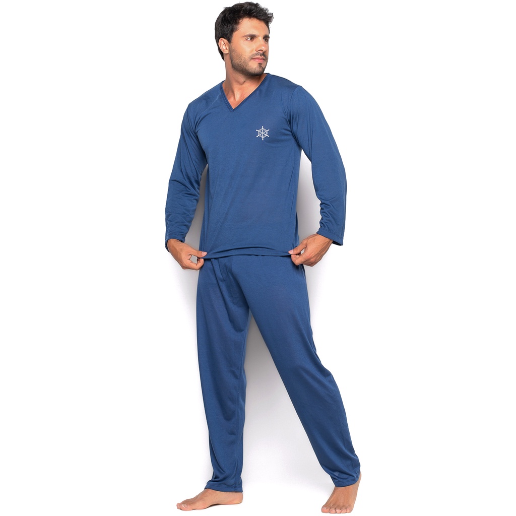 Pijama Bravaa Store Longo Masculino Blusa e Calça Manga Comprida 009