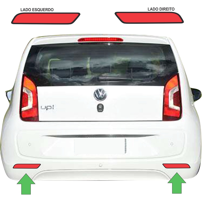adesivos refletivo para-choque traseiro volkswagen up par
