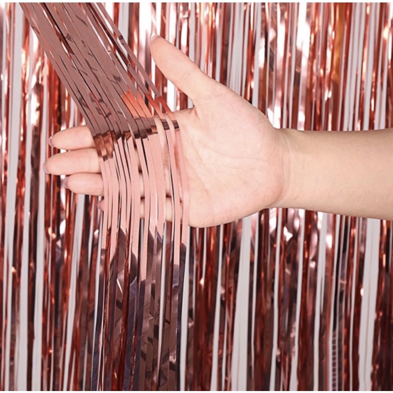 KIT 1~5 Cortina Metalizado para Festa 1mx2m painel decoração fita metaliza rose gold 30%OFF - Home & Living