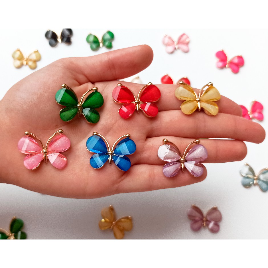 Aplique borboleta metal resina para laços tiaras