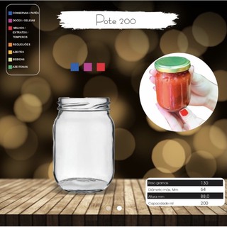 5 Potes Vidro 200ml P/ Geléia Mel em Oferta na Shopee
