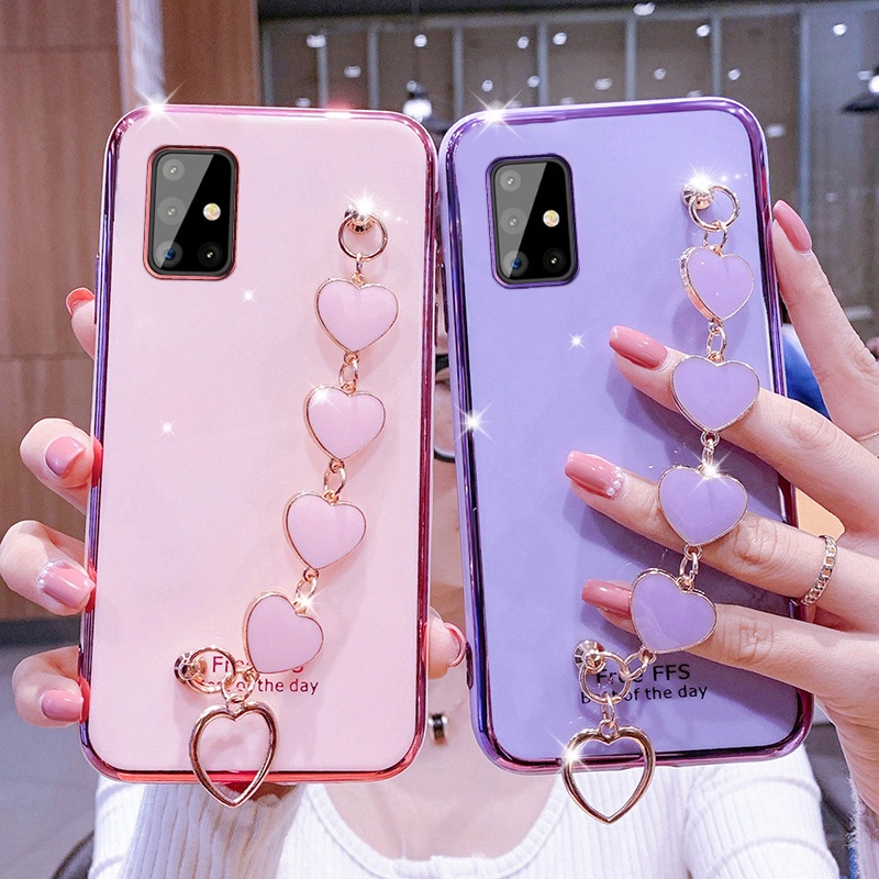 Capinha samsung S20 FE samsung a21S samsung a51 samsung a71 samsung a31 samsung a20S samsung a10 samsung a10S samsung a11 Capa Flexível De silicone Com Pulseira De Amor Para samsung a50 / a70 / a51 / a71 / a31 / a32 / a52 / a72 / a30 / a20 / 4g