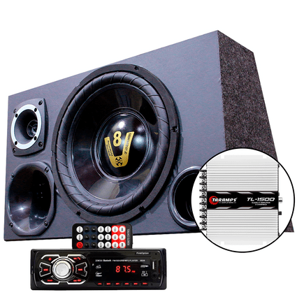 Caixa Trio Som Completa Radio Bluetooth Usb Modulo Taramps - Kit Compet Radio Preta em Oferta na Shopee