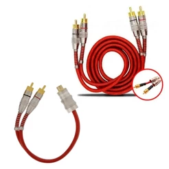 Kit 02 Cabos Rca 1m Blindado + 03 Cabos Y 2 Machos Techone